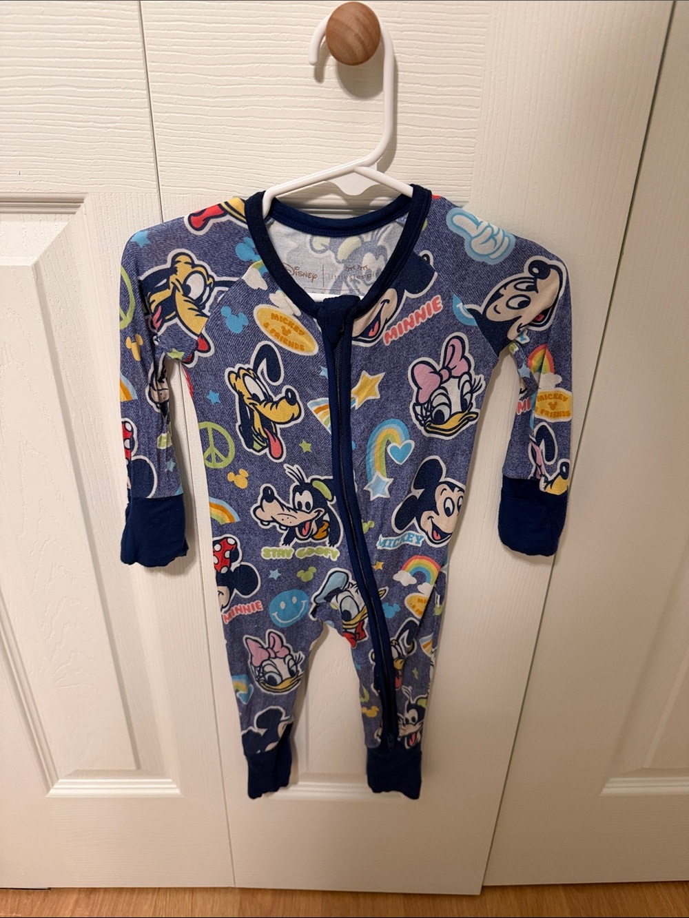 Disney Navy & Multicolor Mickey & Friends Fleece Footed One-Piece